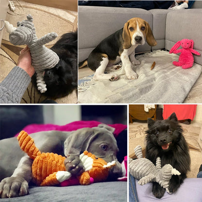 Reinforced Corduroy Plush Companion | Double-Stitched, Built-In Squeaker, Bite-Resistant