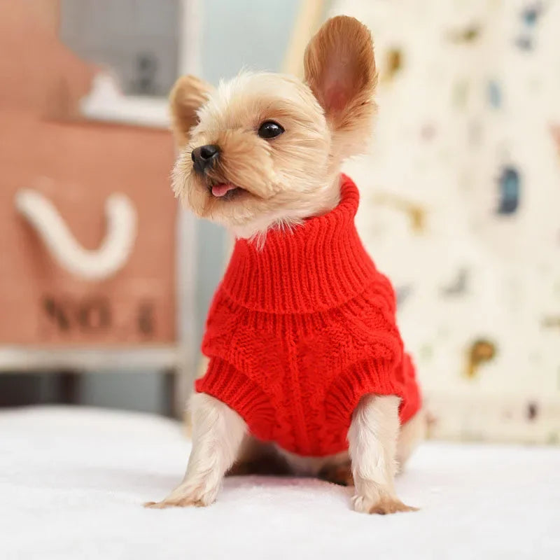 Cable Knit Dog Sweater | Classic Turtleneck, Soft Stretch Fit, 11 Colours, XS to 3XL