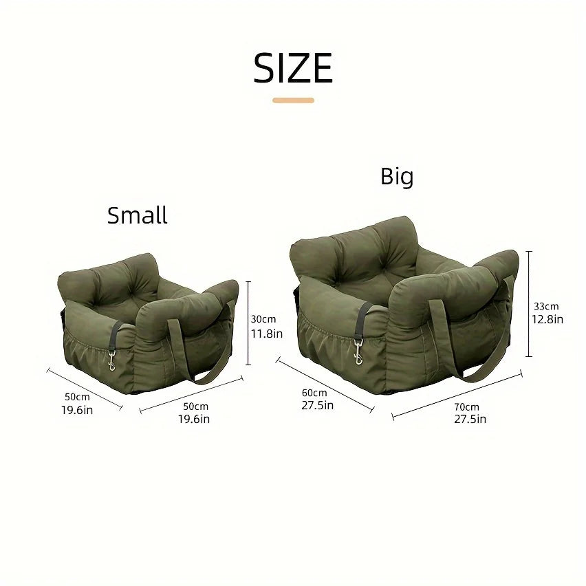Dog Car Seat with Safety Strap | Raised Booster Design, Non-Slip Base,