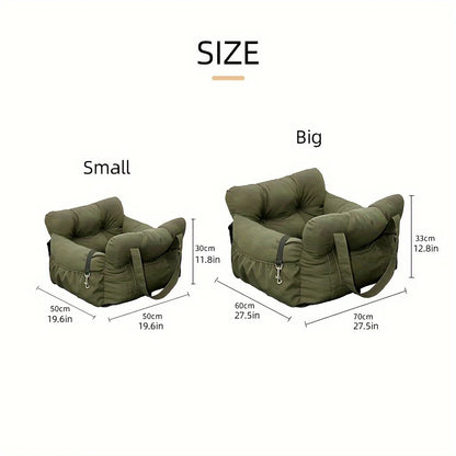 Dog Car Seat with Safety Strap | Raised Booster Design, Non-Slip Base,
