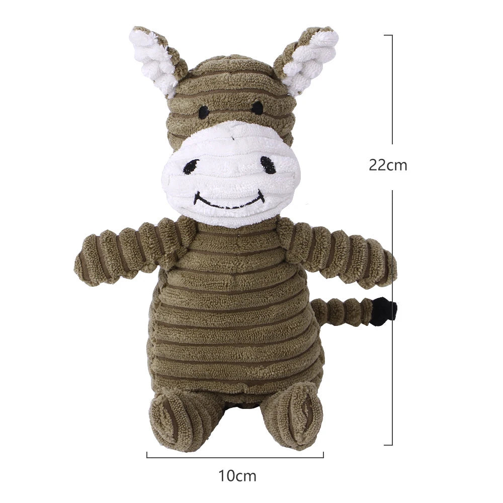 Reinforced Corduroy Plush Companion | Double-Stitched, Built-In Squeaker, Bite-Resistant