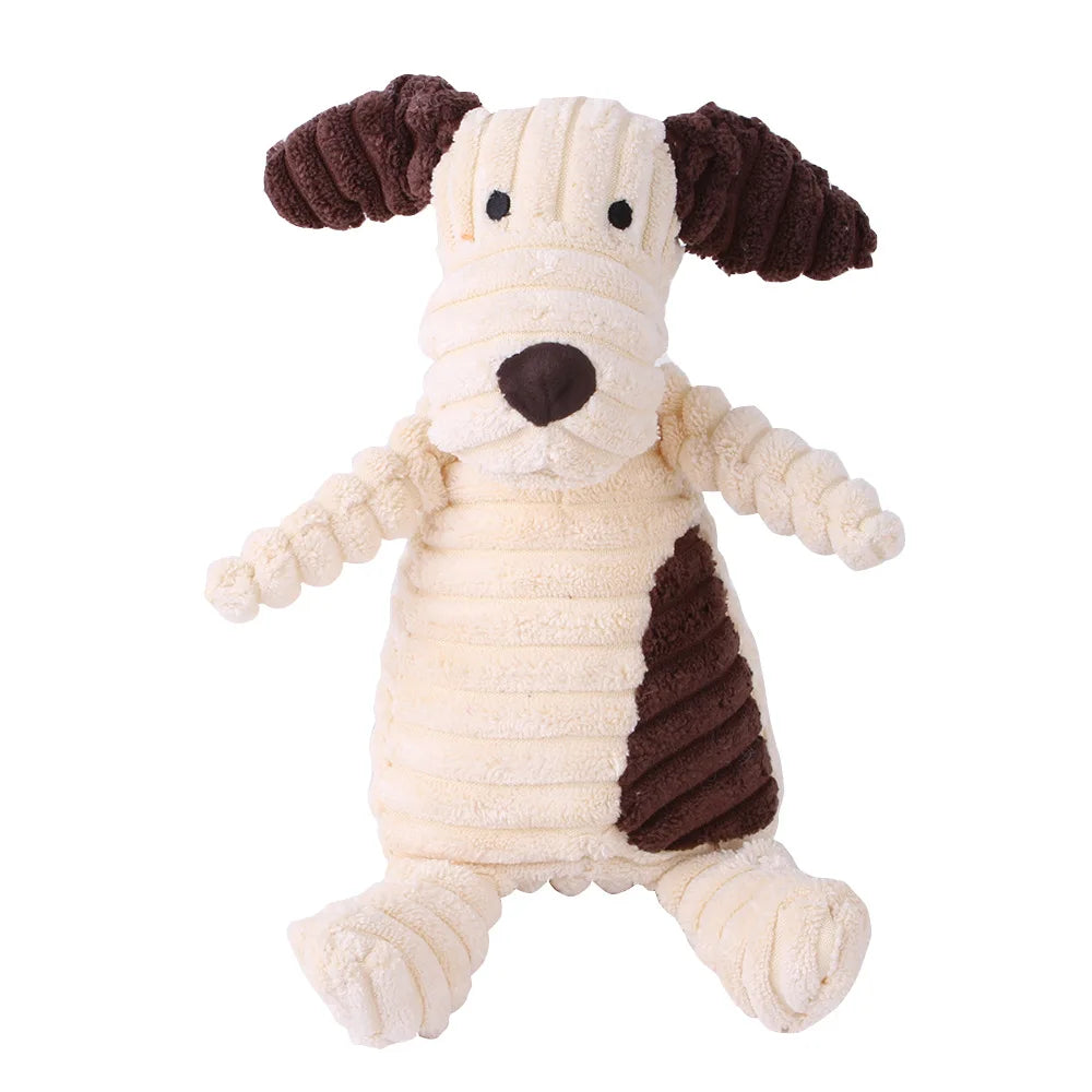 Reinforced Corduroy Plush Companion | Double-Stitched, Built-In Squeaker, Bite-Resistant