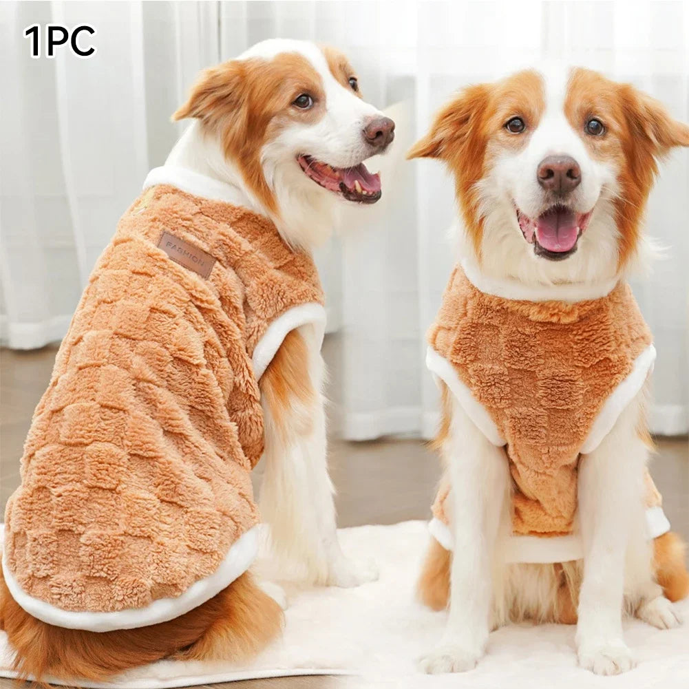 Flannel Dog Sweater | Soft Pullover Vest, Warm Winter Fleece