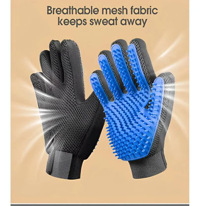 Deshedding Grooming Glove | Soft Silicone Tips, Breathable Mesh Back, Dogs & Cats