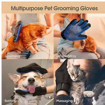 Deshedding Grooming Glove | Soft Silicone Tips, Breathable Mesh Back, Dogs & Cats
