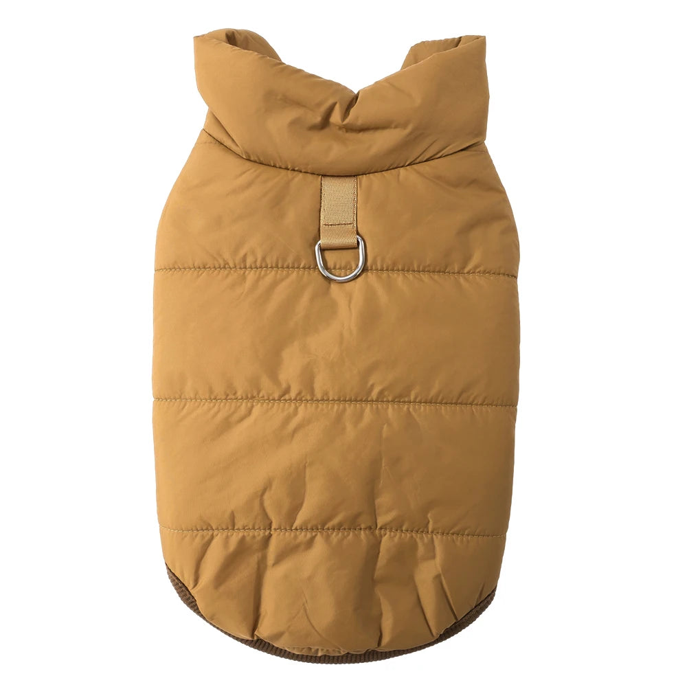 Fleece Waterproof Dog Vest | Windproof Quilted Shell, Leash D-Ring