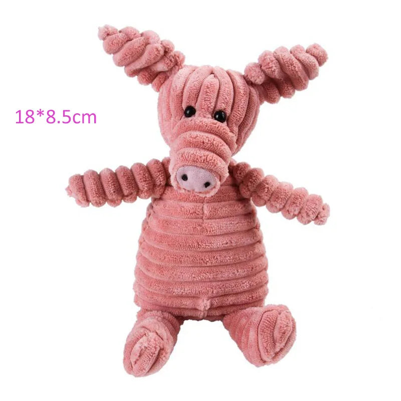 Reinforced Corduroy Plush Companion | Double-Stitched, Built-In Squeaker, Bite-Resistant