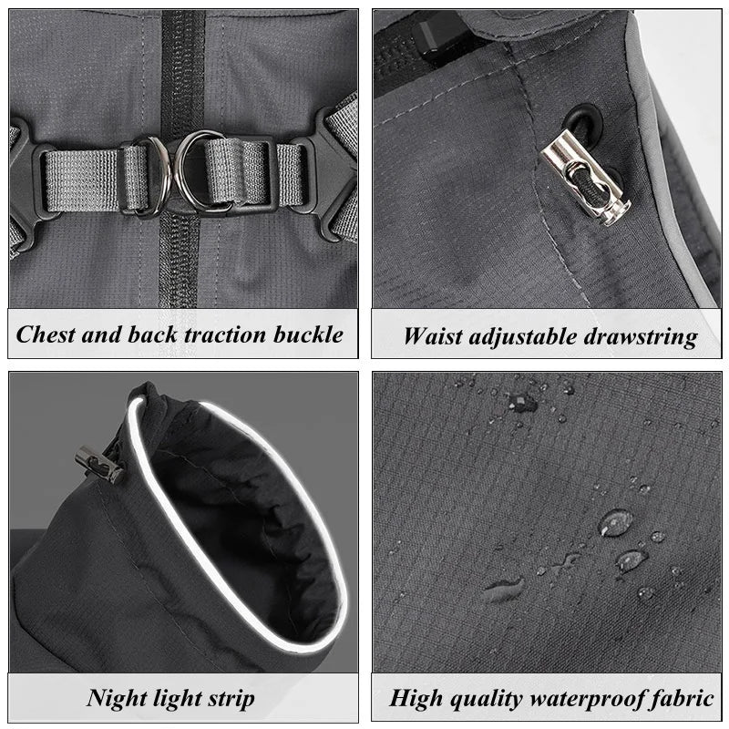 Full Body Dog Waterproof Raincoat | Built-In Harness, Reflective Strips, Four-Leg Coverage, S to 3XL