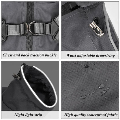 Full Body Dog Waterproof Raincoat | Built-In Harness, Reflective Strips, Four-Leg Coverage, S to 3XL