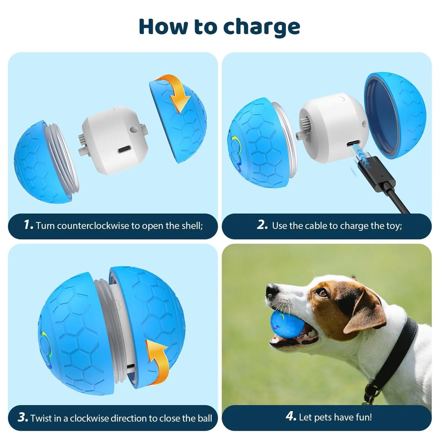 Smart Bouncing Ball | Two Play Modes, RGB Lights, IP65 Waterproof, USB-C Rechargeable