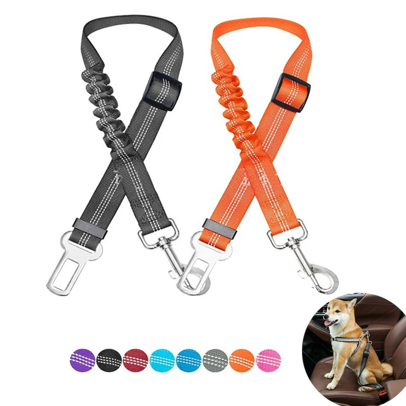 Dog Car Seat Belt | Reflective Nylon, Elastic Shock Absorber