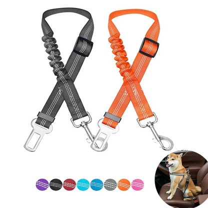 Dog Car Seat Belt | Reflective Nylon, Elastic Shock Absorber