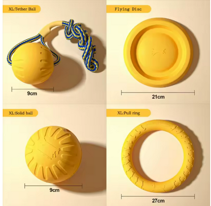 4-Pack EVA Dog Toy Set | Flying Disc, Ball, Tug Ring & Rope, Chew-Proof