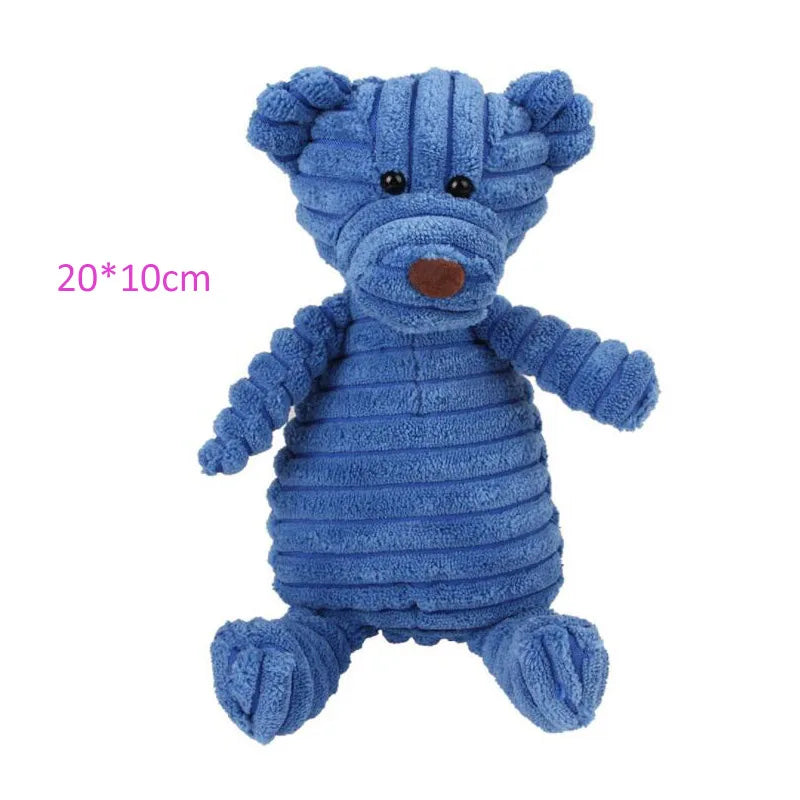 Reinforced Corduroy Plush Companion | Double-Stitched, Built-In Squeaker, Bite-Resistant