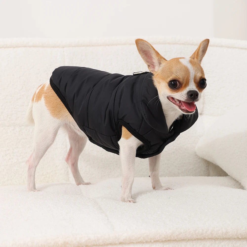 Fleece Waterproof Dog Vest | Windproof Quilted Shell, Leash D-Ring
