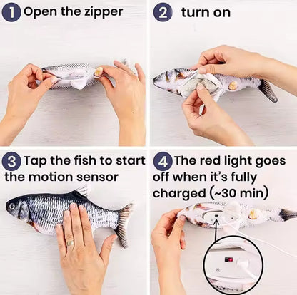 Electric Floppy Fish Toy | Motion-Activated, USB Rechargeable, Dogs