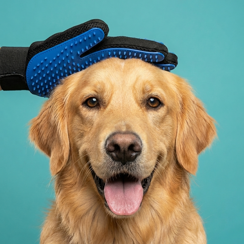 Deshedding Grooming Glove | Soft Silicone Tips, Breathable Mesh Back, Dogs & Cats