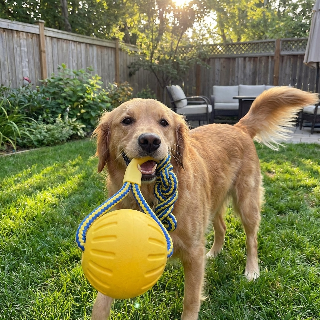 4-Pack EVA Dog Toy Set | Flying Disc, Ball, Tug Ring & Rope, Chew-Proof