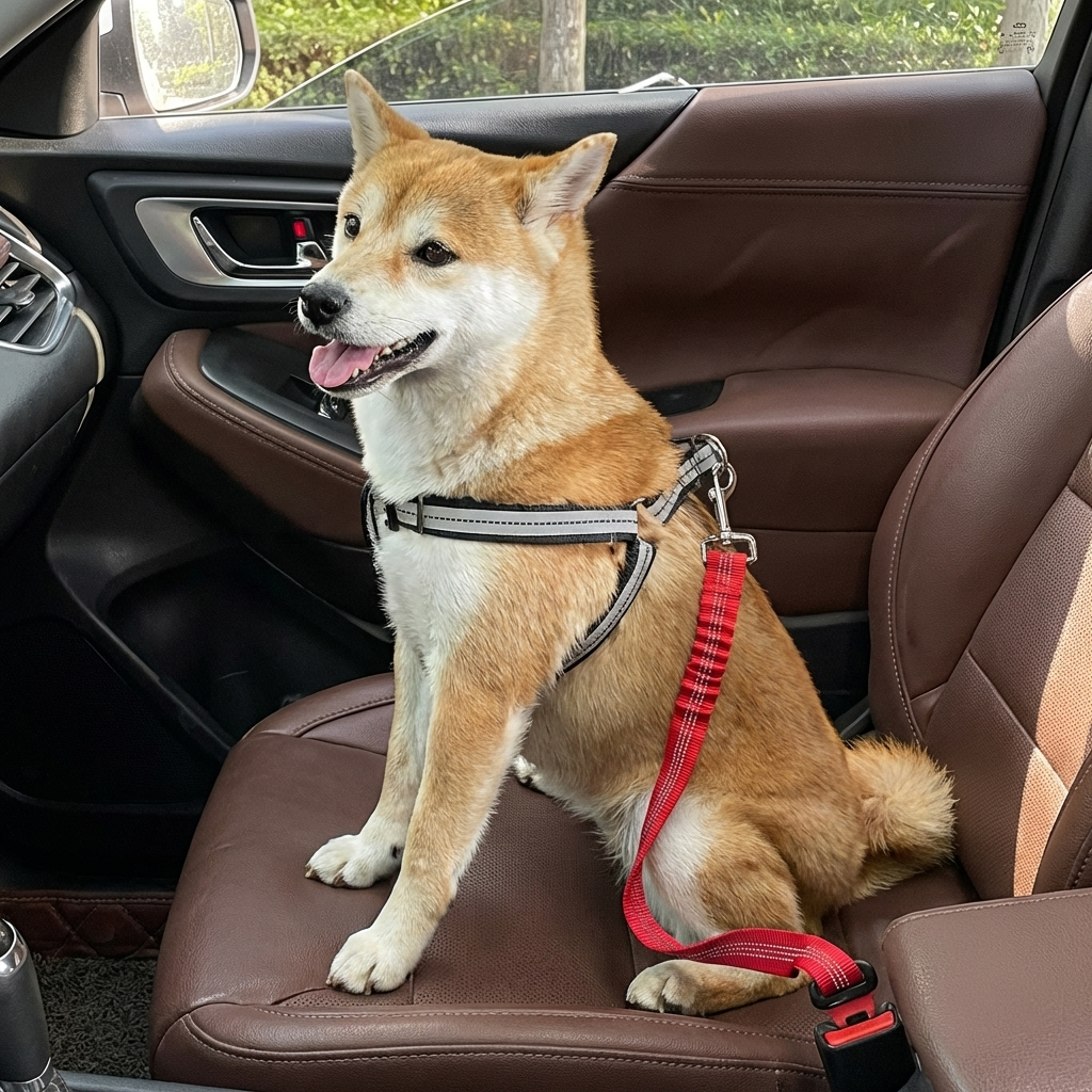 Dog Car Seat Belt | Reflective Nylon, Elastic Shock Absorber