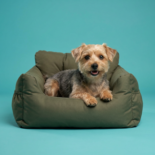 Dog Car Seat with Safety Strap | Raised Booster Design, Non-Slip Base,