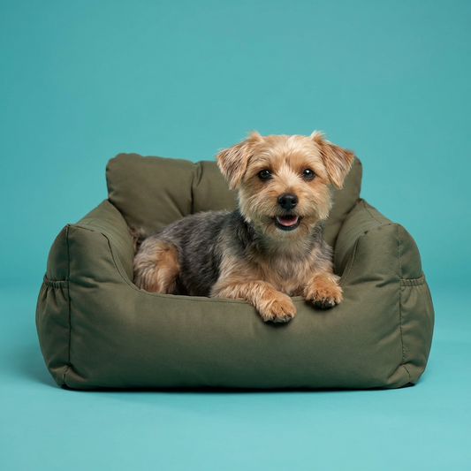 Dog Car Seat with Safety Strap | Raised Booster Design, Non-Slip Base,
